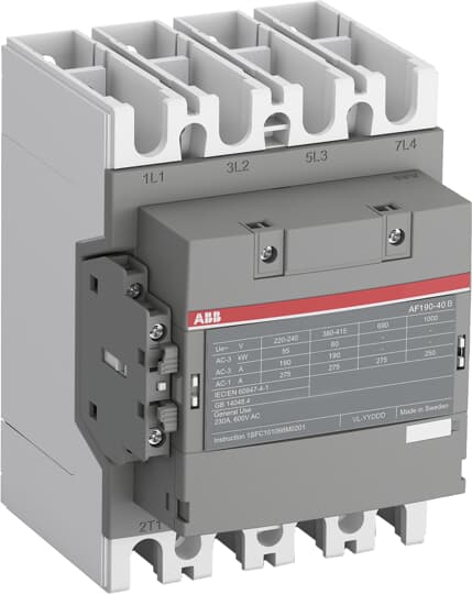 1SFL487102R1311 - AF190-40-11-13 CONTACTOR 4P 275A AC1, COIL 100-250V50/60HZ 100-250VDC NO+NC AUX