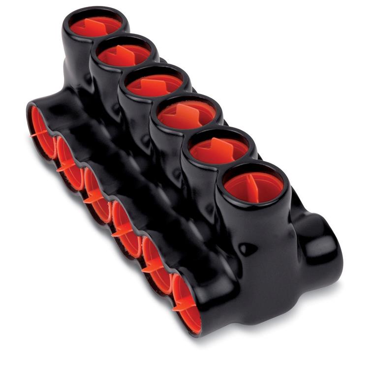 AMTD50066 MT Aluminum Multi-Tap Both Sides Connector - 6-Port - PVC Insulated - Wire Range 500MCM-6 Str.