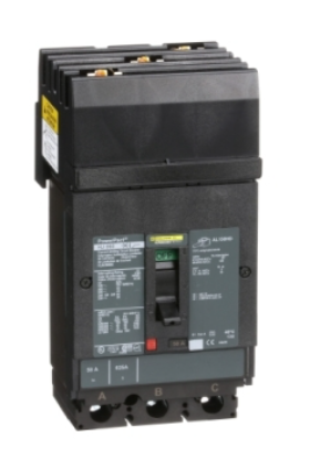 HJA36050 Circuit breaker, PowerPacT H, 50A, 3 pole, 600VAC, 25kA, I-Line, thermal magnetic, 80%, ABC