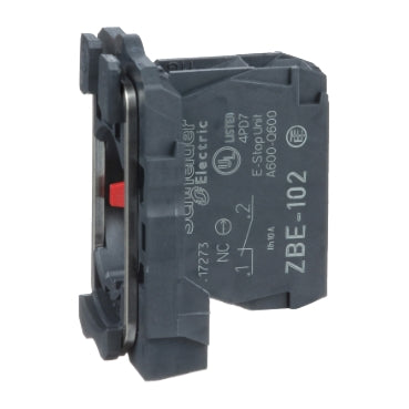 ZB5AZ102 Harmony, 22mm Push Button, XB5A operators, contact block, with mounting collar, 1 NC, screw clamp terminal