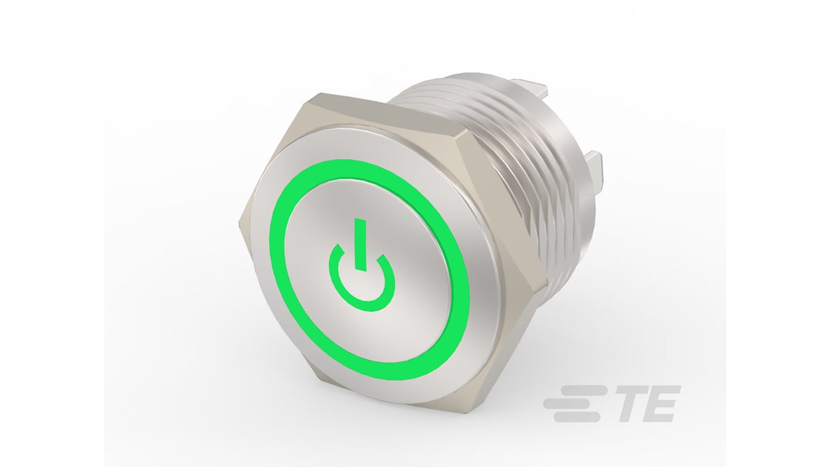 2213775-7 Pushbutton SW AV16 SPM 0.4VA POWER LED GREEN 12V