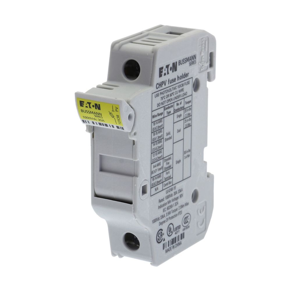 CHPV1U BUSSMANN, FUSE HOLDER 1POLE, 10×38,1000VDC PV HOLDER