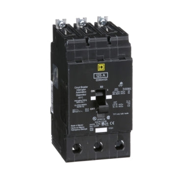 EDB34125 Mini circuit breaker, E-Frame, 125A, 3 pole, 480Y/277VAC, 25kA max, bolt on, shunt trip [TAA]