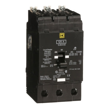 EJB34125 Mini circuit breaker, E-Frame, 125A, 3 pole, 480Y/277VAC, 100kA max, bolt on [TAA]