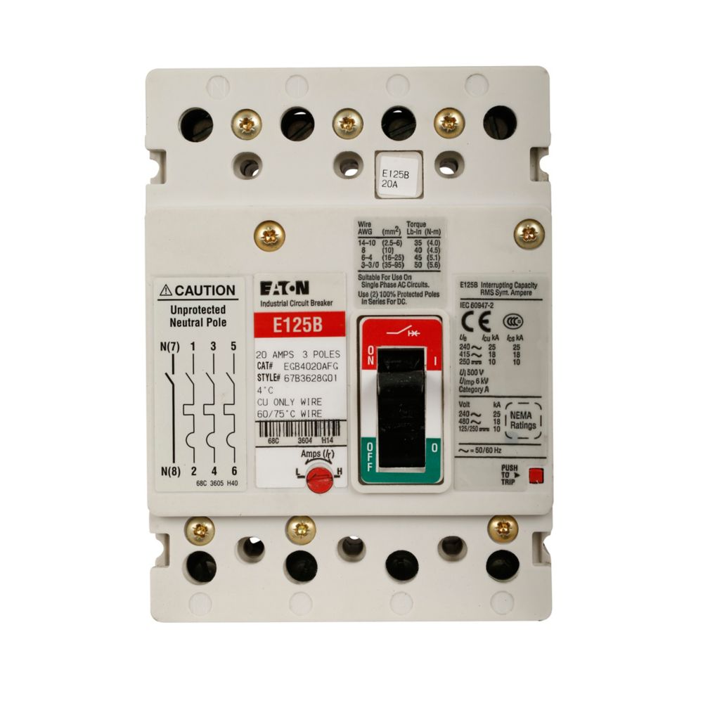 Eaton Series G complete molded case circuit breaker - GEH4125AFG