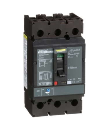 JDL36225 Circuit breaker, PowerPacT J, 225A, 3 pole, 600VAC, 14kA, lugs, thermal magnetic, 80%